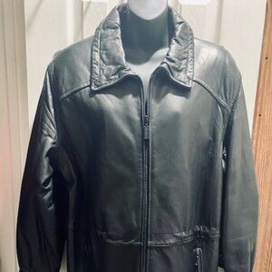 Kenneth Cole Black Leather Jacket ~ Large
